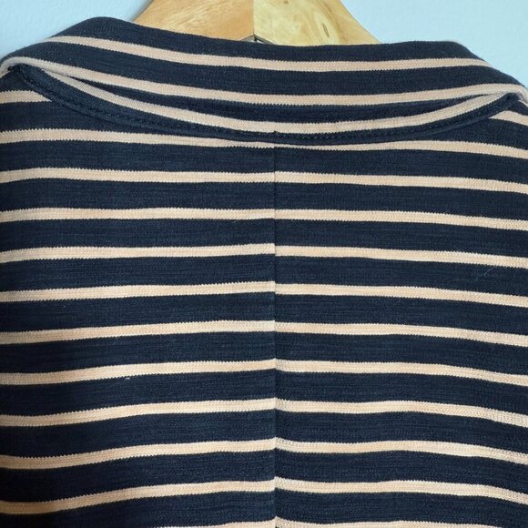 J. Crew Striped Cotton Sweatshirt Blazer Jacket Women's Medium Black Tan Preppy - Picture 13 of 15